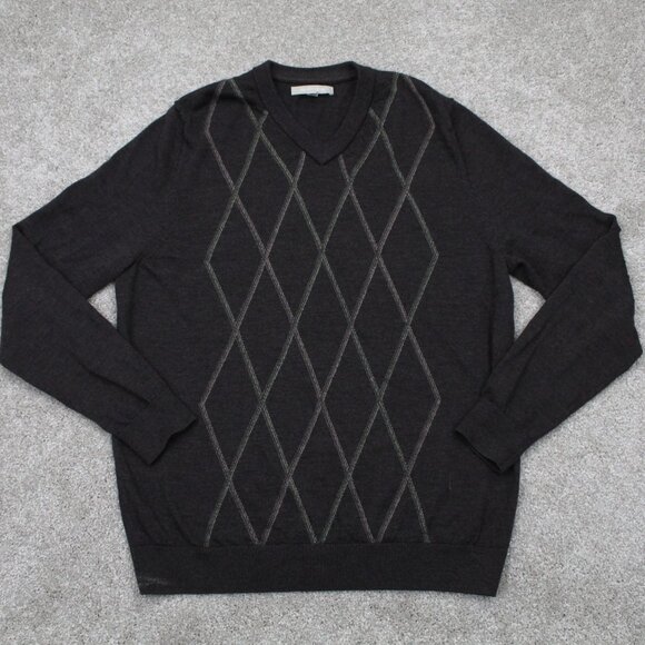 Nordstrom Sweater Adult Large Brown V-Neck Extra Fine Merino Wool L/S Sweatshirt - Picture 1 of 12